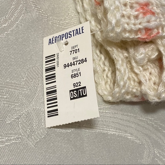 2/$18 Aeropostale Knit Infinity Scarf White, Pink, Silver - Picture 3 of 3